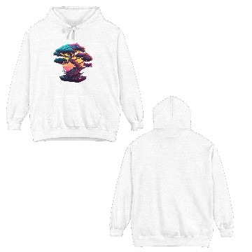 Discover Synthwave Bonsai Tree Double Sided Hoodies