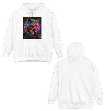 Discover Retro Futuristic Synthwave Fox Double Sided Hoodies