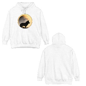 Discover Wolf howling at the moon graphic Double Sided Hoodies