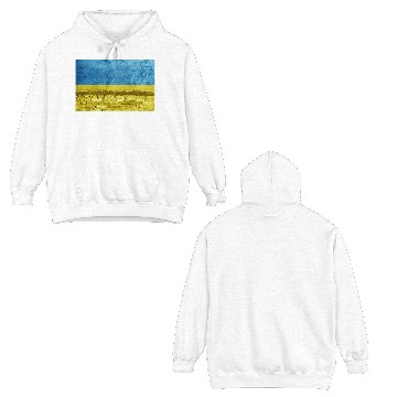 Discover Brick wall with Ukraine flag Double Sided Hoodies