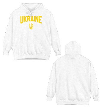 Discover 52373 Ukraine Flag Trident Double Sided Hoodies