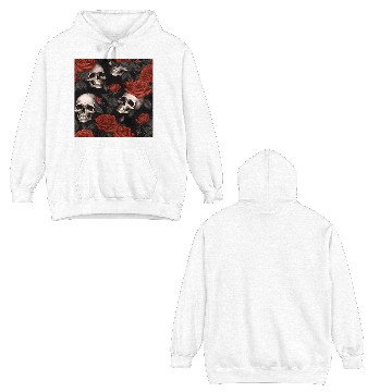 Discover Goth Skulls & Red Roses Pattern Dark Elegant Double Sided Hoodies
