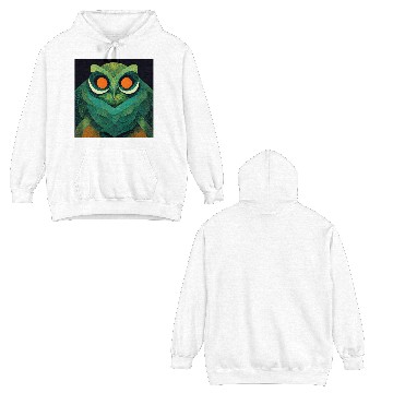 Discover Mod Owl: Feathery Orange-Eyed Owl Double Sided Hoodies
