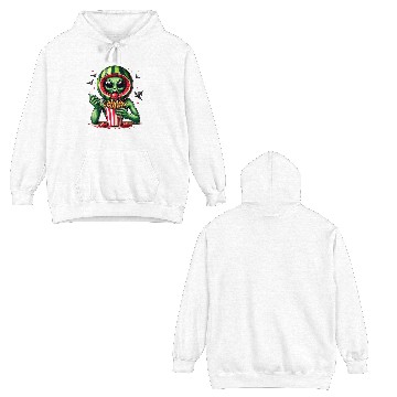 Discover Alien with watermelon helmet eats fries Double Sided Hoodies