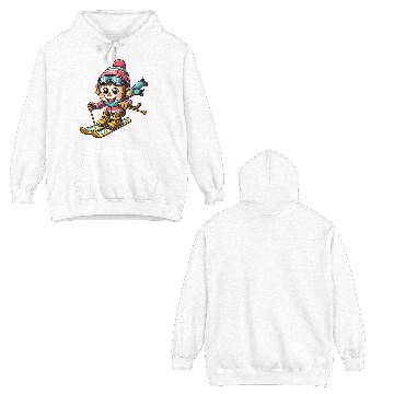Discover Monkey Chimpanzee Skier Winter Vacation Design Double Sided Hoodies