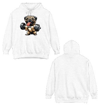 Discover Pug Workout: Fun Dumbbell Training Double Sided Hoodies