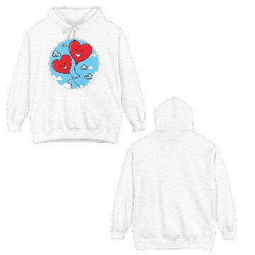 Discover Smiling red heart balloons Double Sided Hoodies