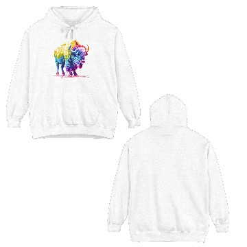 Discover Vibrant Rainbow Buffalo Artwork Double Sided Hoodies