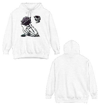 Discover Skeleton Hand Holding a Poisonous Rose Double Sided Hoodies