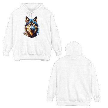 Discover Isolated Lone Wolf Head Ink Design Double Sided Hoodies
