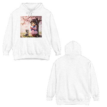 Discover An anime character with a cute cat Double Sided Hoodies