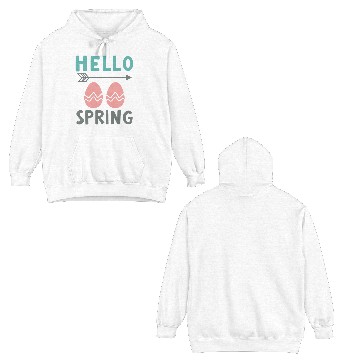 Discover Hello Spring - Spring Design with Easter Eggs Double Sided Hoodies