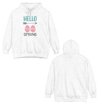 Discover Hello Spring - Spring Design with Easter Eggs Double Sided Hoodies