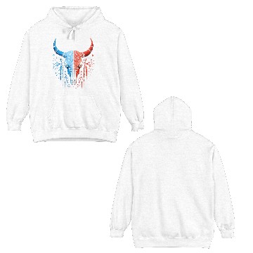 Discover Tribal Skull Design Red Blue Split Art Double Sided Hoodies