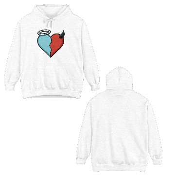 Discover Divided Heart Good and Evil Contrast Angel, Devil Double Sided Hoodies