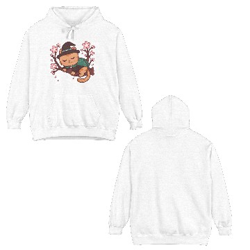 Discover Whimsical Wizard Cat in Blooming Cherry Tree Double Sided Hoodies