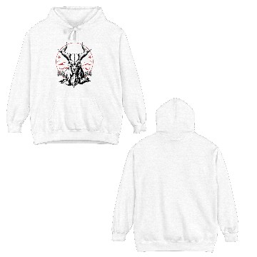 Discover Mythic Horned Skull Illustration Double Sided Hoodies