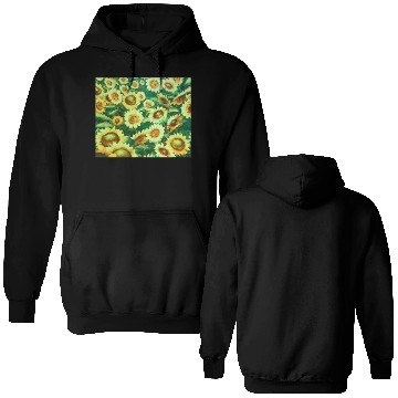 Discover Bright Sun Flower Field Double Sided Hoodies