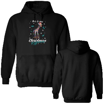 Discover Winter Christmas Pyjama Giraffe Double Sided Hoodies