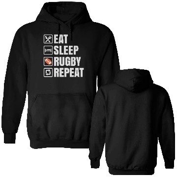 Discover Eat Sleep Rugby Repeat Double Sided Hoodies