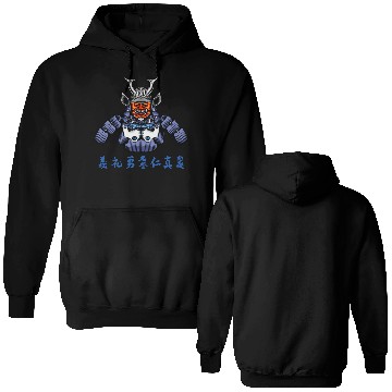 Discover Japanese Samurai Warrior Blue Devil Mask Double Sided Hoodies