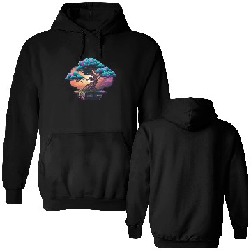 Discover Synthwave Bonsai Tree Double Sided Hoodies