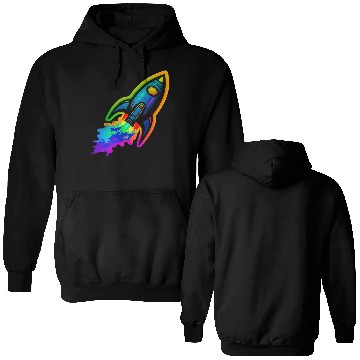 Discover Psychedelic Retro Neon Rocket Double Sided Hoodies