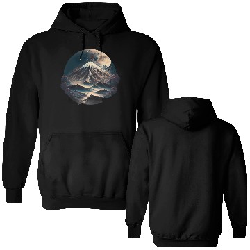 Discover Fuji moon light. Double Sided Hoodies