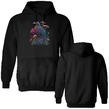 Discover trippy patterns psychedelic Mushroom phoenix bird Double Sided Hoodies