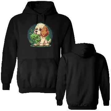 Discover Cute dog eats green broccoli vegetables Double Sided Hoodies
