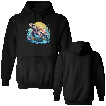 Discover Serene Underwater Turtle Double Sided Hoodies