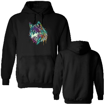 Discover Vibrant Psychedelic Wolf Illustration Double Sided Hoodies