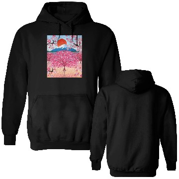 Discover Sunset Sakura Mountains Gift Cherry Blossoms Double Sided Hoodies