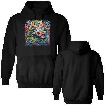 Discover dragon pattern circle pentel color 6 Double Sided Hoodies