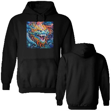 Discover dragon pattern circle pentel color 7 Double Sided Hoodies
