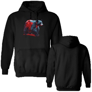 Discover Wild Brown Bear Geometric Red Double Sided Hoodies