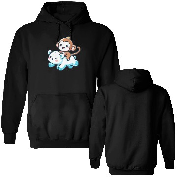 Discover Polar Bear Cute Monkey Companion Double Sided Hoodies