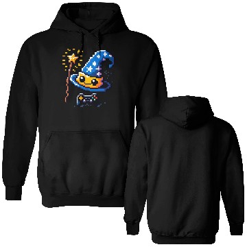 Discover Gamer Wizard 8-Bit Hat with Controller Wand Double Sided Hoodies