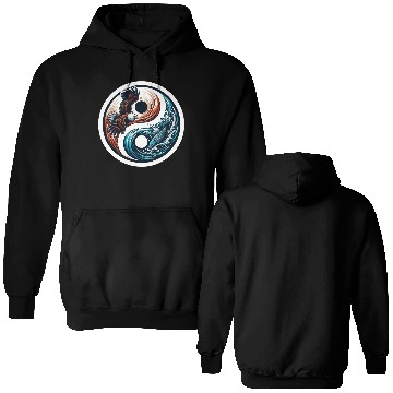 Discover Yin Yang Eagle Fish Symbol Double Sided Hoodies