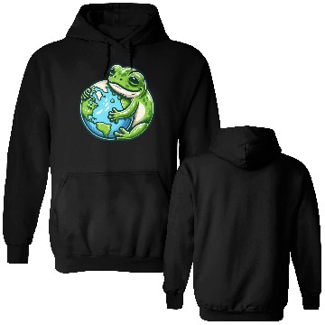 Discover Frog Embracing Earth: Earth Day Double Sided Hoodies