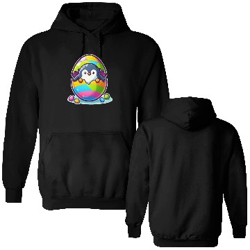 Discover Penguin hatches from colorful Easter egg Double Sided Hoodies