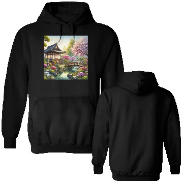 Discover Spring Serenity in Japanese Garden Double Sided Hoodies