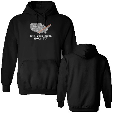 Discover Total Solar Eclipse April 8 2024 USA Map Totality Double Sided Hoodies