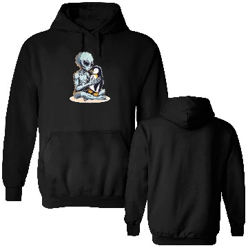 Discover Alien Embracing Penguin Double Sided Hoodies