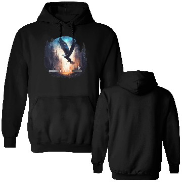 Discover Forest and flying eagle Double Sided Hoodies
