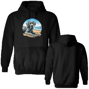 Discover Great Dane On The Beach Drawing Double Sided Hoodies