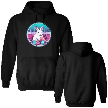 Discover White Easter Bunny with Eggs Double Sided Hoodies