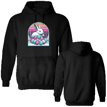 Discover Synthwave Easter Bunny with Eggs Double Sided Hoodies