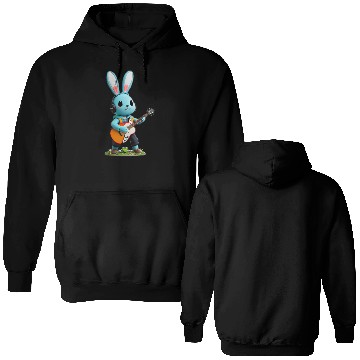 Discover Rabbit playing guitar Double Sided Hoodies