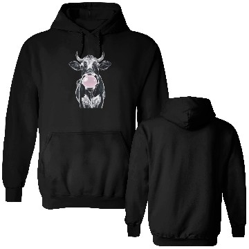 Discover Fun cow blowing a bubble Double Sided Hoodies